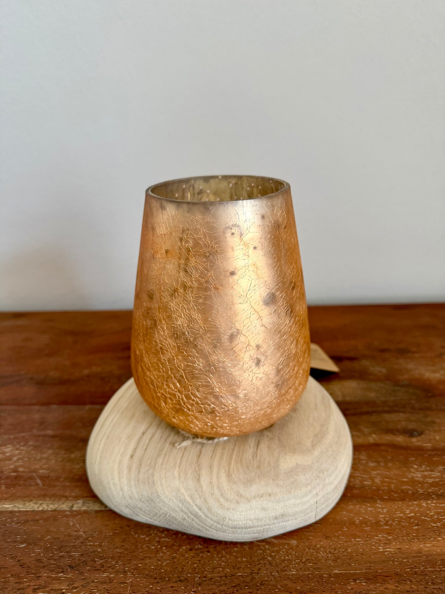 Windlicht aus Glas auf Eichenholz geschliffen 1700