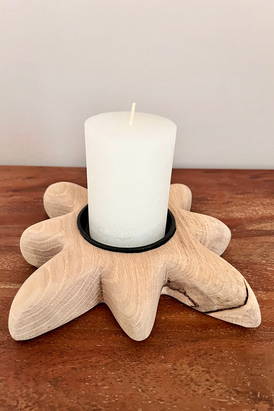 Holzstern mit Stumpenkerze 1193
