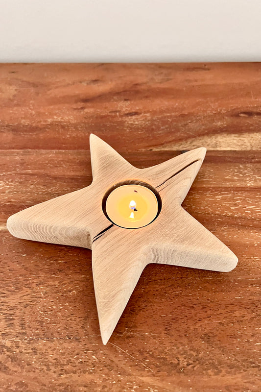 Holzstern mit Teelicht 1285