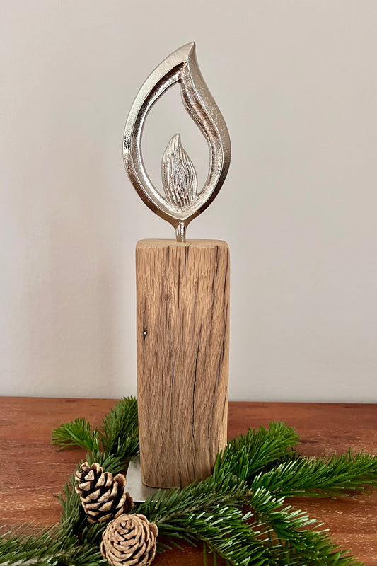 Holzkerze mit Aluflamme mittel 764