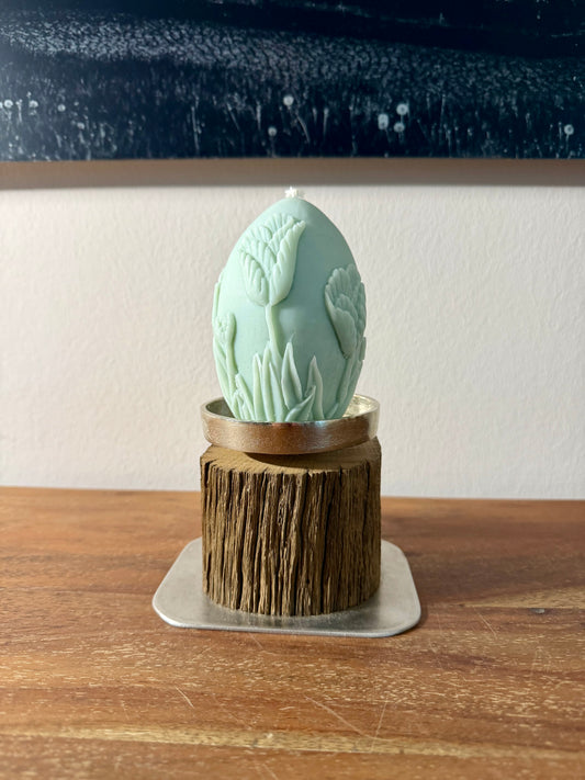 Kerzenständer aus Eichenholz gebürstet und Designkerze 1137