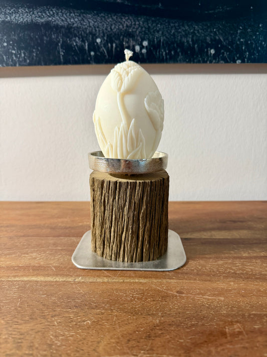 Kerzenständer aus Eichenholz gebürstet und Designkerze 1140