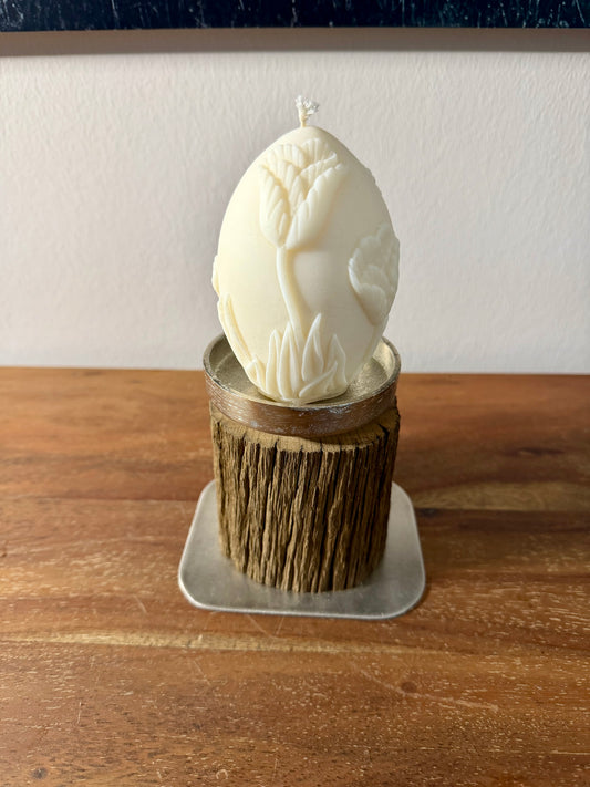 Kerzenständer aus Eichenholz gebürstet und Designkerze 1140