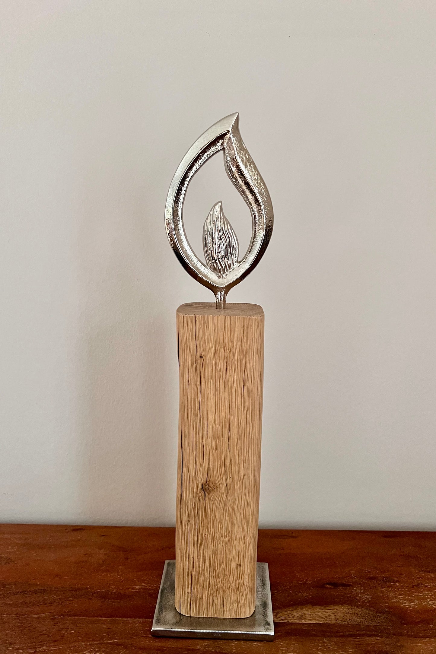 Holzkerze mit Aluflamme groß 794