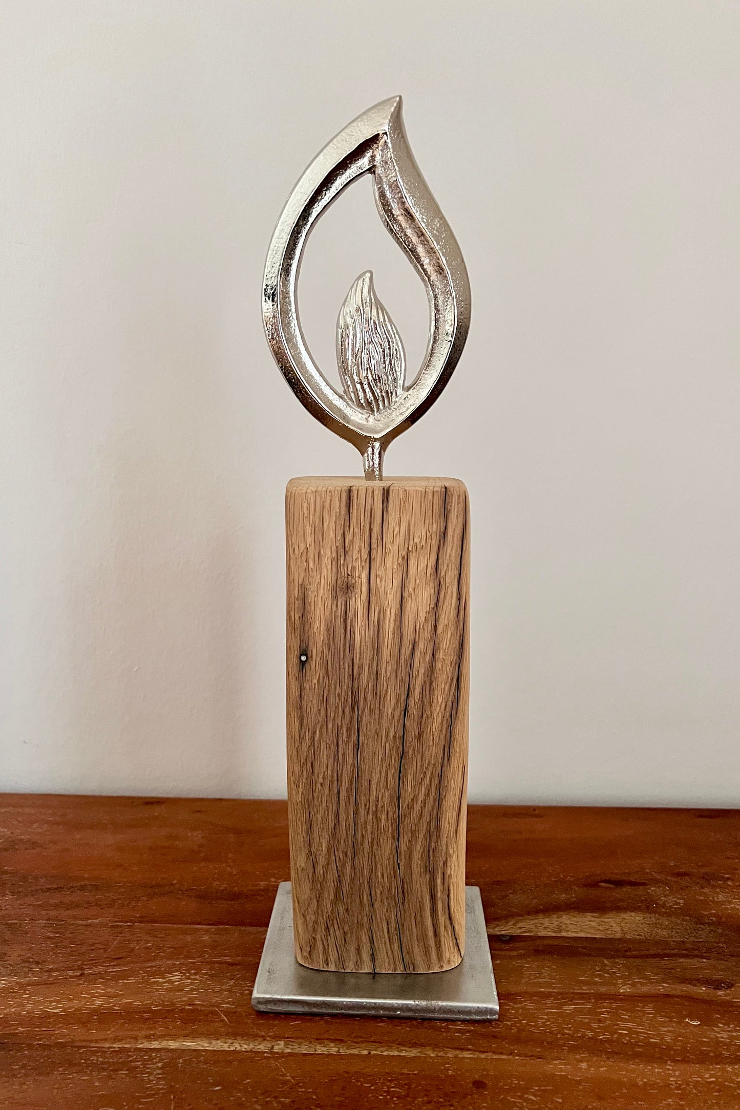 Holzkerze mit Aluflamme mittel 764