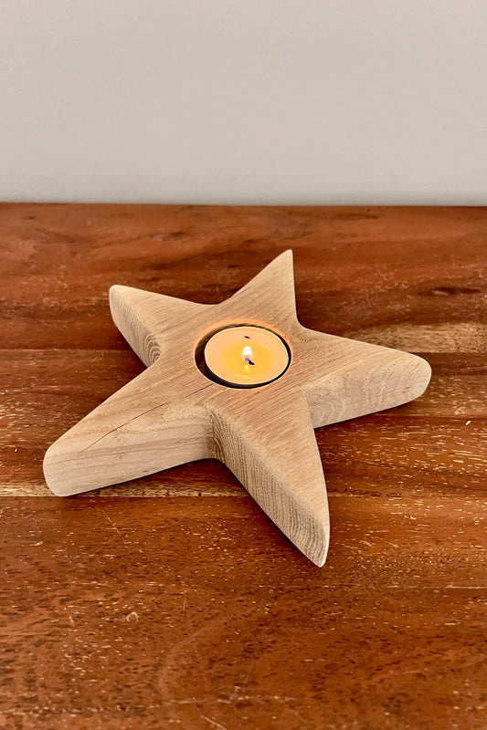 Holzstern mit Teelicht 1287