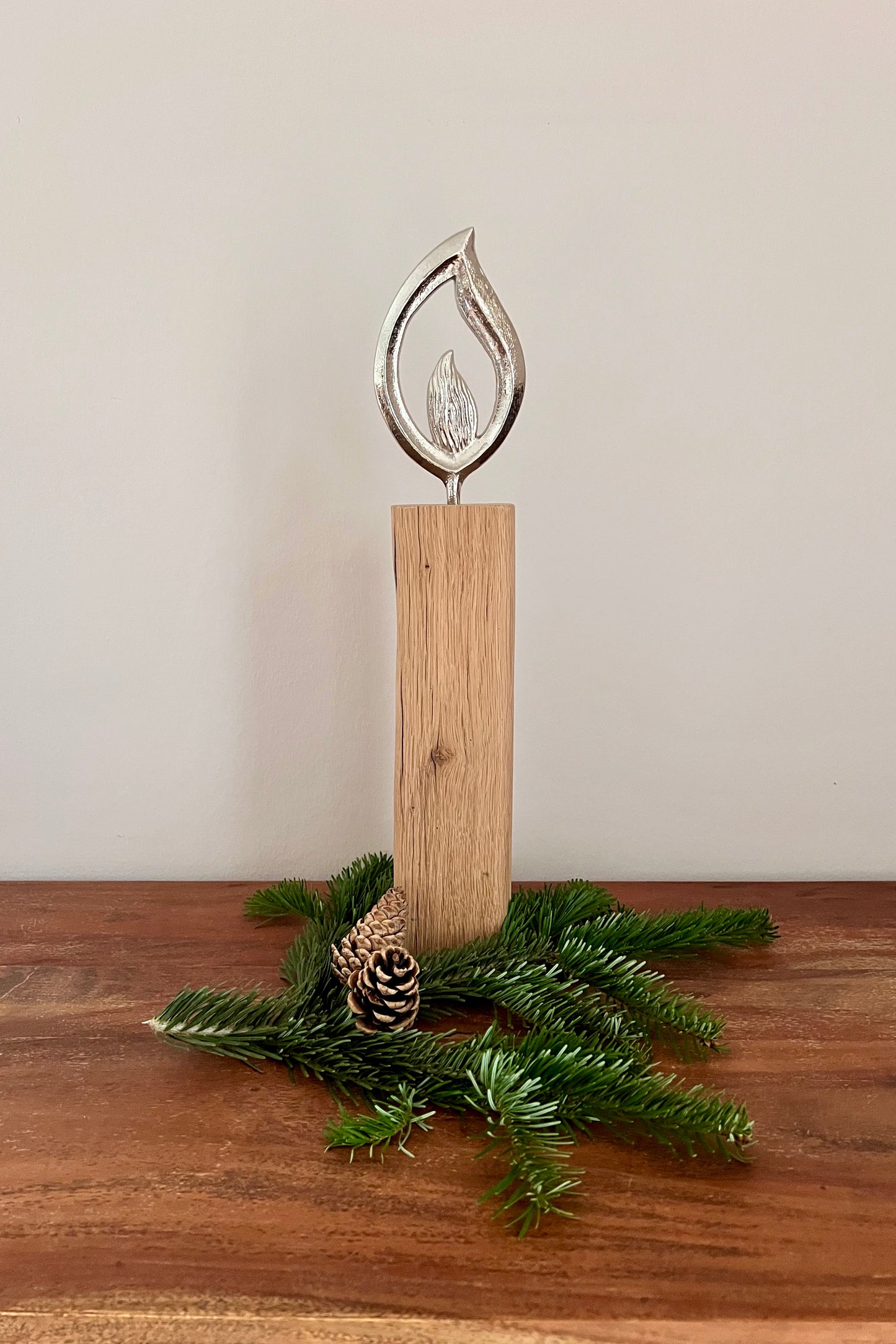 Holzkerze mit Aluflamme groß 794