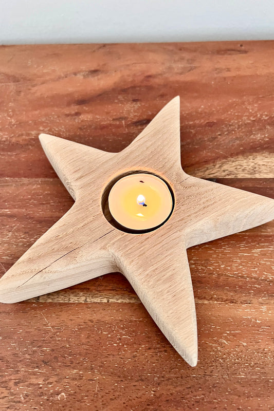 Holzstern mit Teelicht 1287
