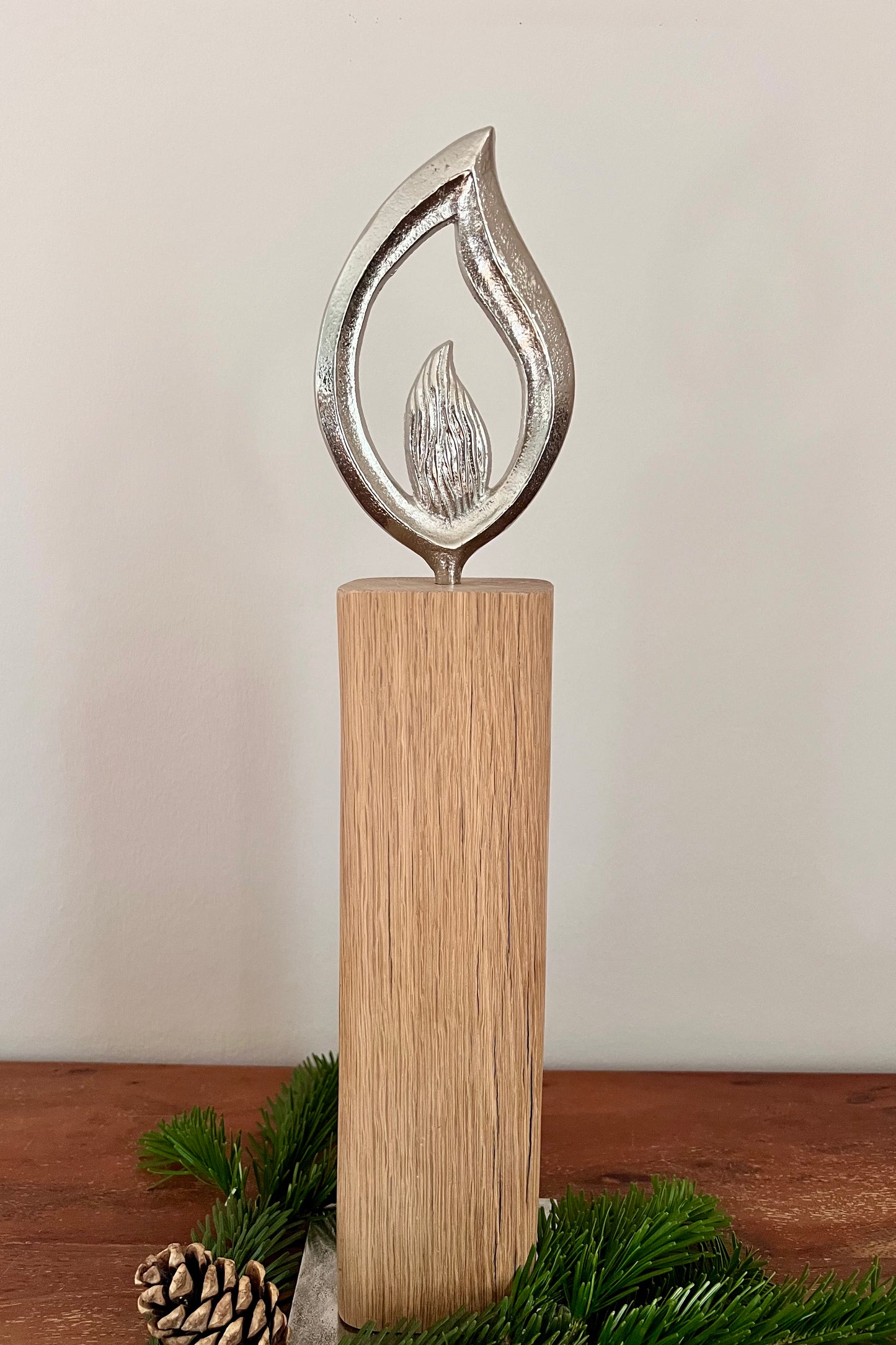 Holzkerze mit Aluflamme groß 795