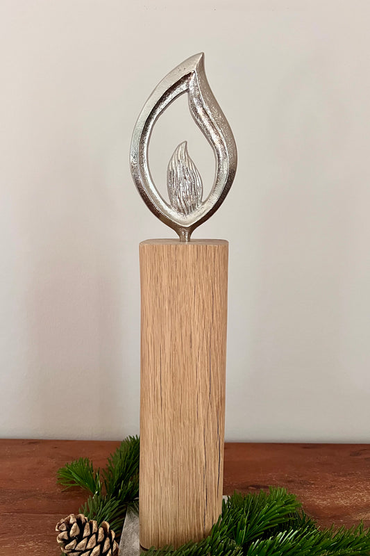 Holzkerze mit Aluflamme groß 795