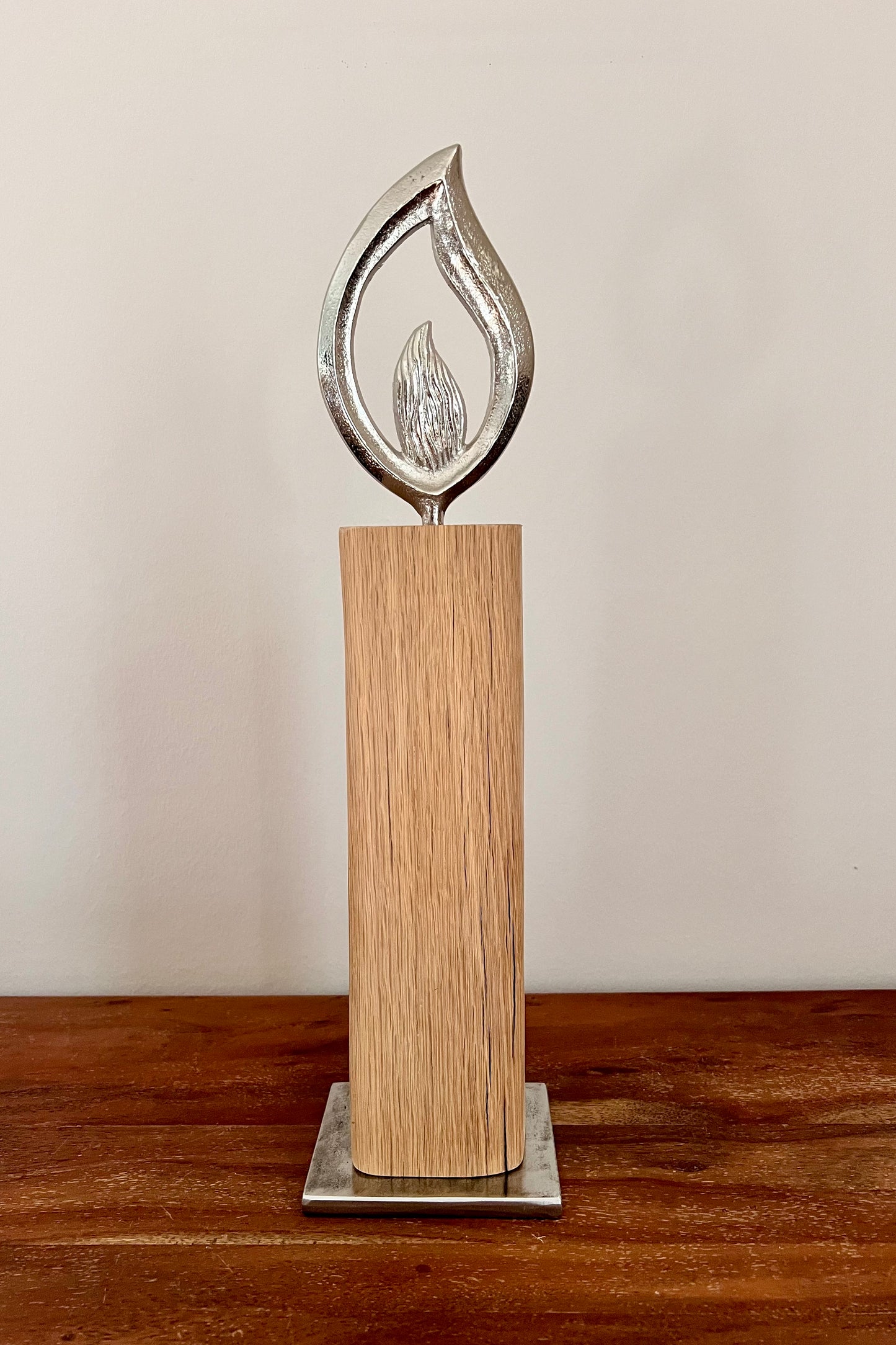 Holzkerze mit Aluflamme groß 795