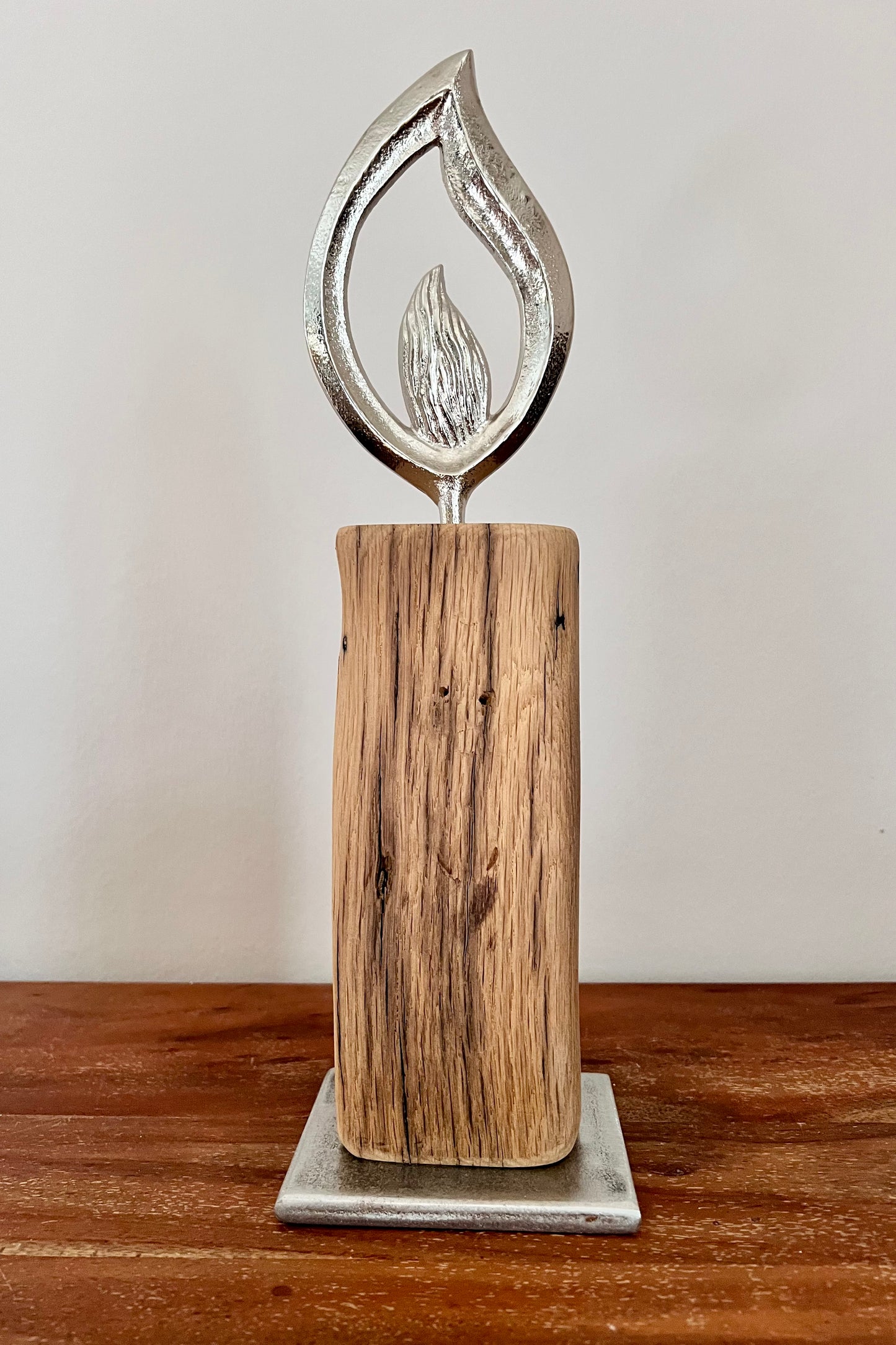 Holzkerze mit Aluflamme mittel 763