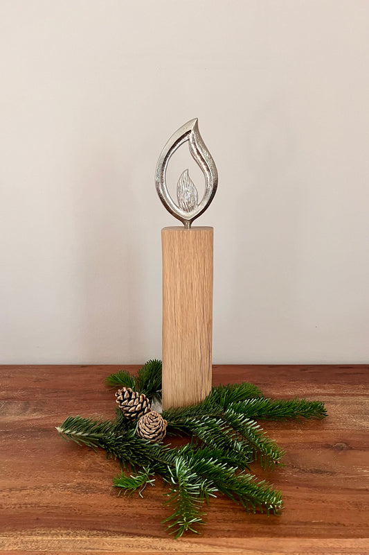 Holzkerze mit Aluflamme groß 795