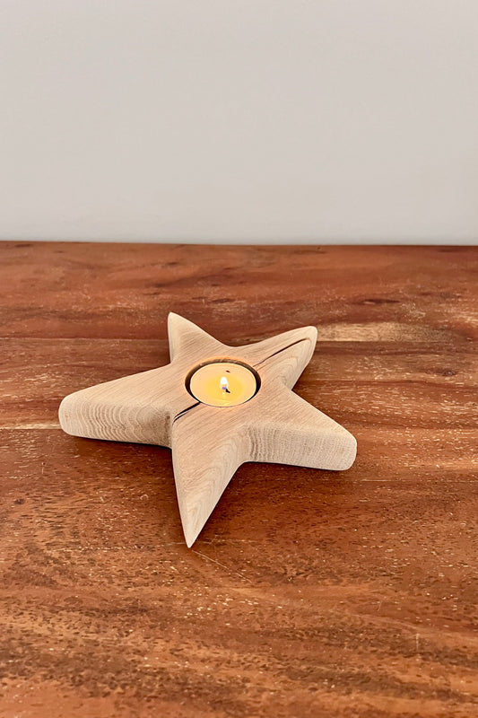 Holzstern mit Teelicht 1285