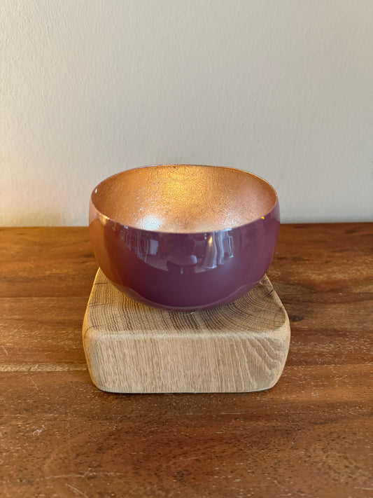 Lichtschale bordeaux auf Holzstamm geschliffen 724