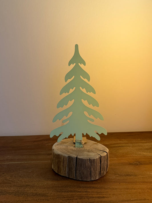 Holzstamm mit Tannenbaum grün 1377