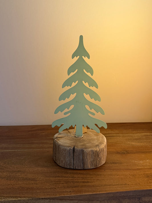 Holzstamm mit Tannenbaum grün 1375