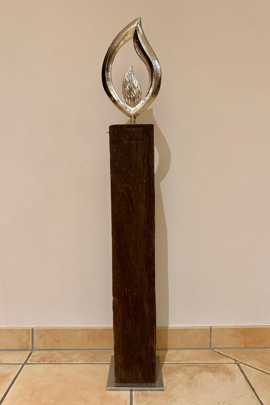 Bodenkerze aus Eichenholz gebürstet mit Aluflamme 867