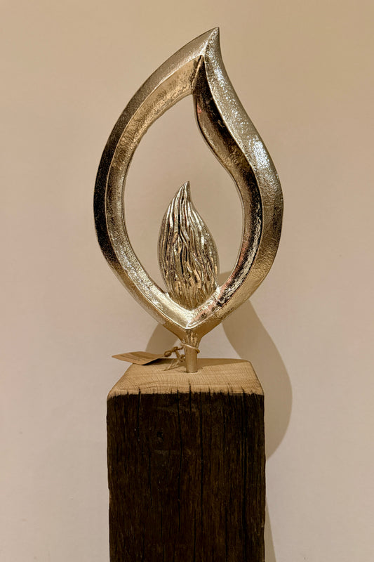 Bodenkerze aus Eichenholz gebürstet mit Aluflamme 867