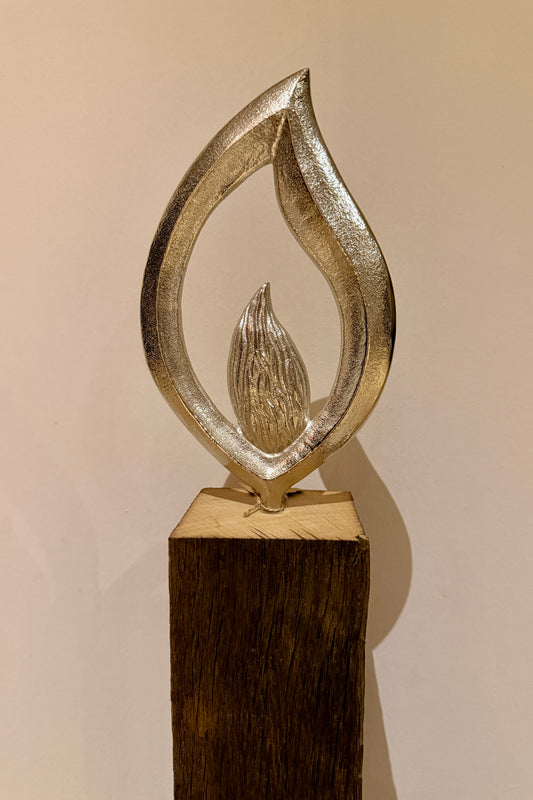 Bodenkerze aus Eichenholz gebürstet mit Aluflamme 868